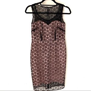 NWT Ann Taylor Nude Underlay Black Overlay Dress